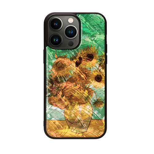 ikins I23612i14PM [天然貝ケース for iPhone 14 Pro Max ひまわり 背面カバー型]