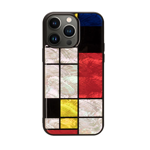 ikins I23613i14PM [天然貝ケース for iPhone 14 Pro Max Mondrian 背面カバー型]