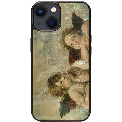 ikins I25458i15 [天然貝ケース for iPhone 15 システィーナの聖母のプッティ]