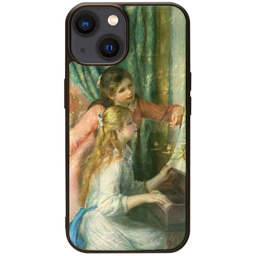 ikins I25460i15 [天然貝ケース for iPhone 15 ピアノに寄る少女たち]