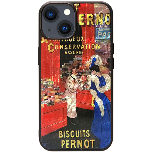 ikins I25466i15 [天然貝ケース for iPhone 15 ビンテージポスター]
