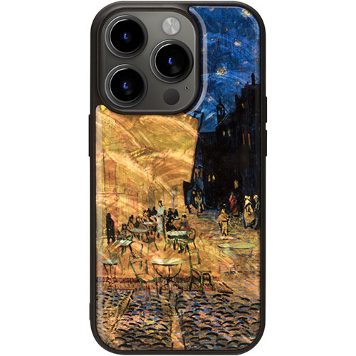 ikins I25477i15PR [天然貝ケース for iPhone 15 Pro 夜のカフェテラス]