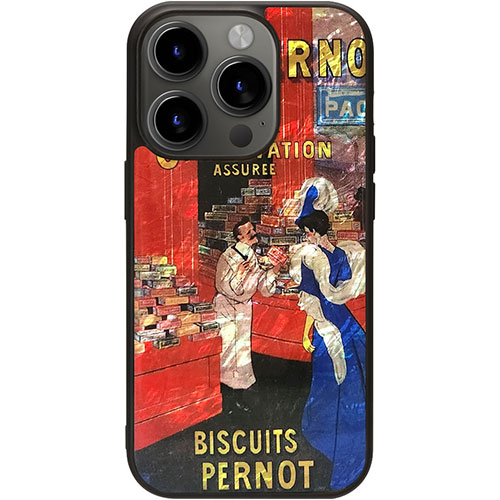 ikins I25482i15PR [天然貝ケース for iPhone 15 Pro ビンテージポスター]