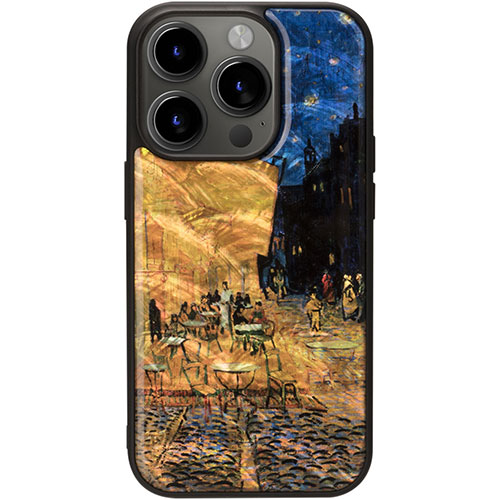 ikins I25495i15PM [天然貝ケース for iPhone 15 Pro Max 夜のカフェテラス]