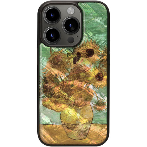 ikins I25498i15PM [天然貝ケース for iPhone 15 Pro Max ひまわり]
