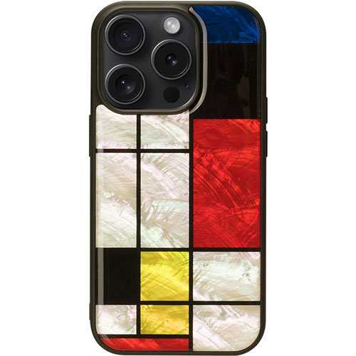 ikins I26514i15PR [MagSafe対応天然貝ケース for iPhone 15 Pro  Mondrian]