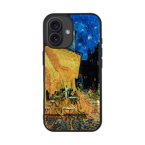 ikins I27077i16 [天然貝ケース for iPhone 16 夜のカフェテラス]