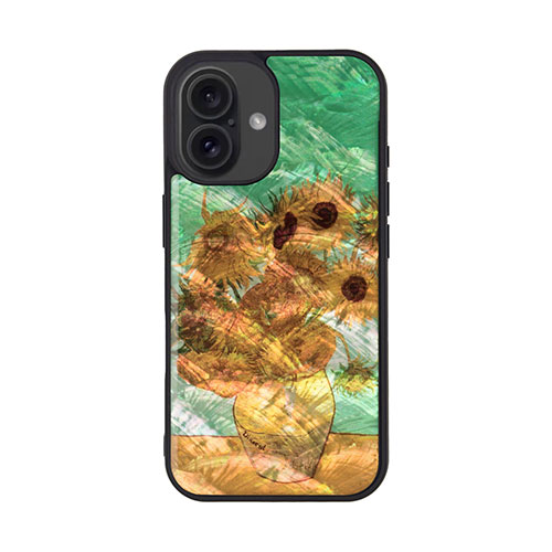 ikins I27095i16 [天然貝ケース for iPhone 16 ひまわり]