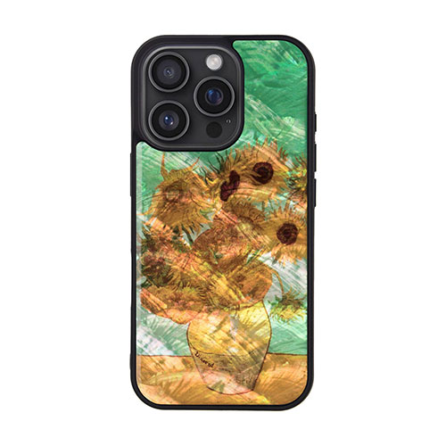 ikins I27096i16PR [天然貝ケース for iPhone 16 Pro ひまわり]