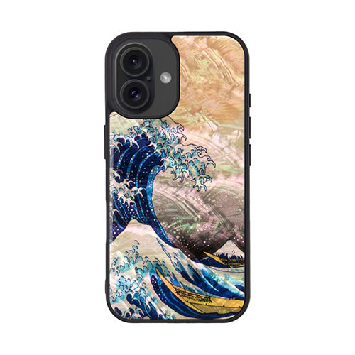 ikins I27116i16PR [天然貝ケース for iPhone 16 Pro 神奈川沖浪裏]