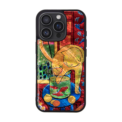 ikins I27120i16PR [天然貝ケース for iPhone 16 Pro 魚と猫]