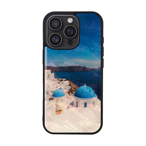 ikins I27124i16PR [天然貝ケース for iPhone 16 Pro サントリーニ島]