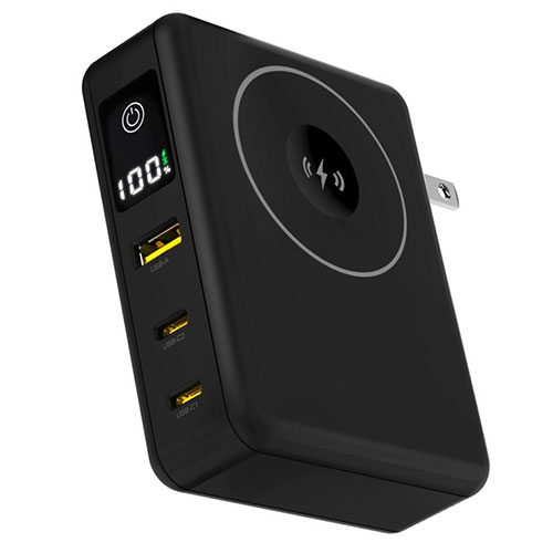 磁気研究所 HD2-MBACPD65W10TGBK [ACプラグ内蔵型 PD65W対応3WAYモバイルバッテリー 10000mAh ブラック]