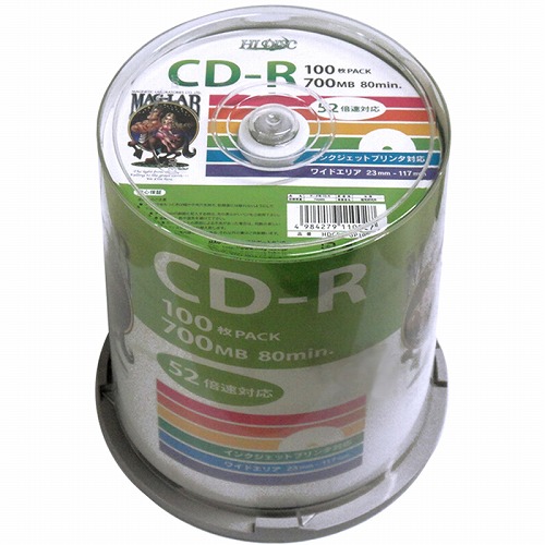 磁気研究所 HDCR80GP100 [CD-R 700MB 100枚スピンドル データ用 52倍速対応 白ワイドプリンタブル]