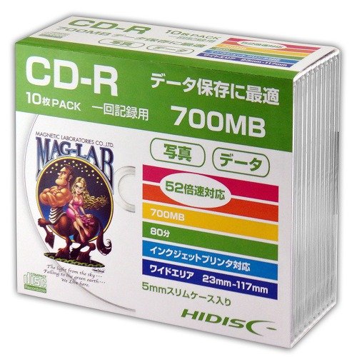 磁気研究所 HDCR80GP10SCX5 [【10P×5セット】 CD-R データ用5mmスリムケース]