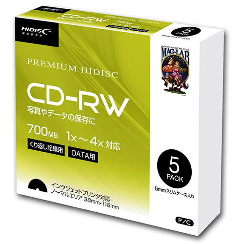 磁気研究所 HDCRW80YP5SCX20 [20個セット データ用 CD-RW 1-4倍速5mmスリムケース入り5枚パック]