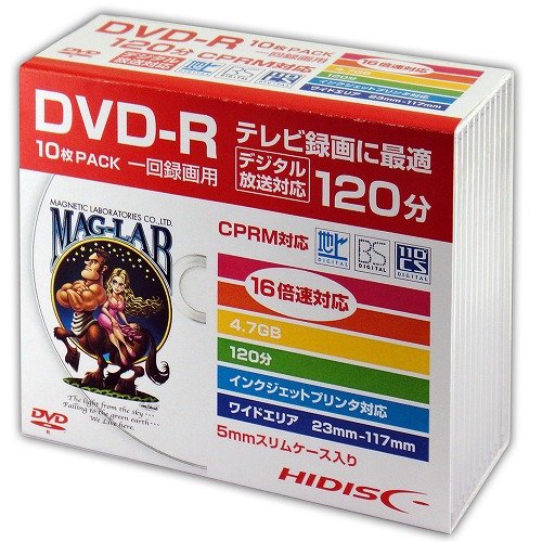 磁気研究所 HDDR12JCP10SCX5 [【10P×5セット】 DVD-R 録画用5mmスリムケース]