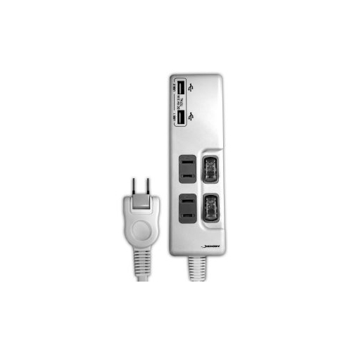 磁気研究所 HDUTC2U2WH [USB 2ポート付 節電タップ(独立スイッチ付) 2個口+2USBポート]