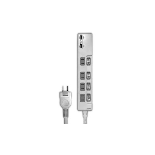 磁気研究所 HDUTC4U2WH [USB 2ポート付 節電タップ(独立スイッチ付) 4個口+2USBポート]