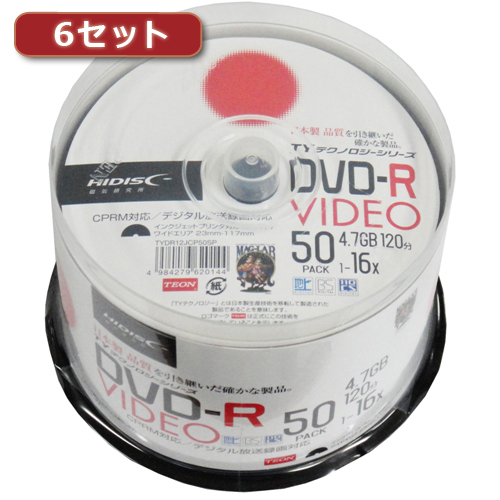 磁気研究所 TYDR12JCP50SPX6 [300枚セット(50枚X6個) DVD-R(録画用)高品質]