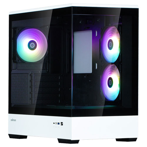 ZALMAN P30 BW [microATXミニタワーケース ピラーレスデザイン 120mm ARGBファン×3基搭載 ブラック/ホワイト]