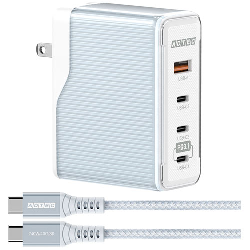 アドテック APD-V150AC3-BL-CU4G3 [PD充電器 最大140W Type-C×3＋Type-A×1 Type-Cケーブル (240W対応)付 ブルー]