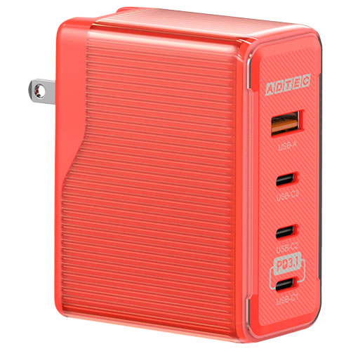 アドテック APD-V150AC3-RD [PD充電器 合計150W (最大140W) Type-C×3＋Type-A×1、PD3.1対応 レッド]