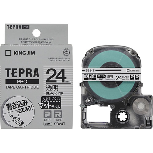 キングジム KJ-SB24TX5 [【5個セット】テプラPROテープ マットラベル透明 24mm 黒文字]