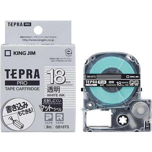 キングジム KJ-SB18TSX5 [【5個セット】テプラPROテープ マットラベル透明 18mm 白文字]
