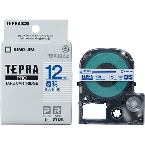 キングジム KJ-ST12B [テプラPROテープ透明ラベル 12mm 青文字]