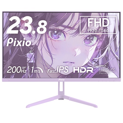 Pixio PX248WAVEPP-O [PX248 Wave Pastel Purple ゲーミングモニター 24インチ 200Hz FHD FastIPS]