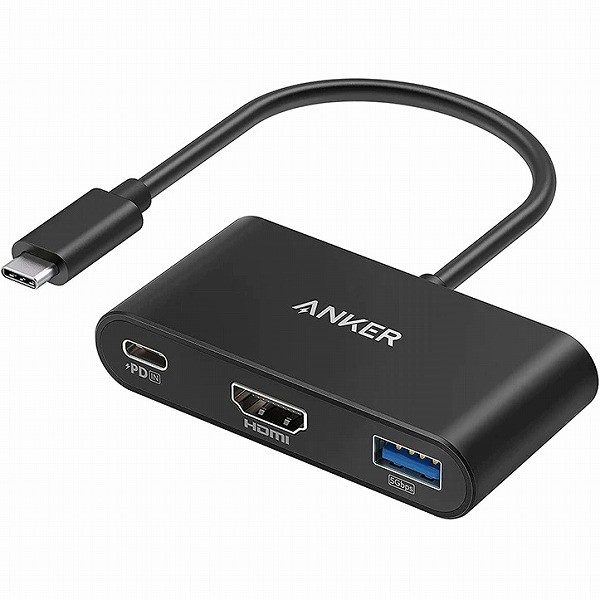 ANKER A8339NA1 [Anker PowerExpand 3-in-1 USB-C ハブ 4K対応HDMI出力ポート 90Wパススルー充電 USB PD対応 USB 3.0ポート iPad Pro MacBook Pro Air XPS Note 20 Spectre 他対応 (グレー)]