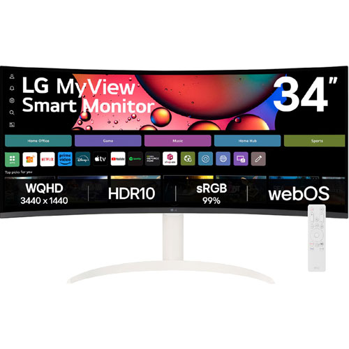 LG電子ジャパン LG My View Smart Monitor 34SR65QC-W [スマートモニター 34型/ホワイト/曲面/スタンド型]