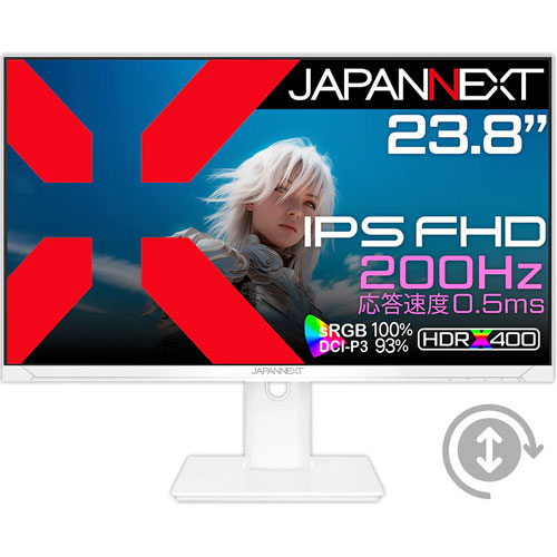 JAPANNEXT JN-IPS238G200F-HSP-W [ゲーミングディスプレイ 23.8型/1920×1080/ホワイト]