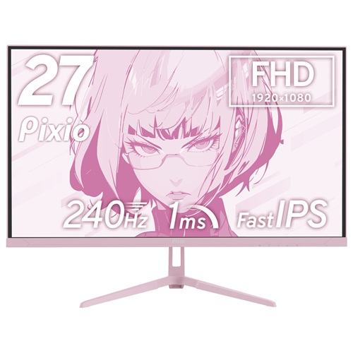 Pixio PX279WAVEK-O [PX279 Wave Pastel Pink ゲーミングモニター 27インチ 240Hz FHD IPS]