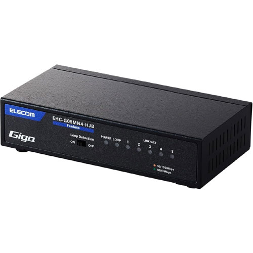 エレコム EHC-G05MN4-HJB [Giga対応スイッチングHub/5P/メタル/電源内蔵/ブラック]