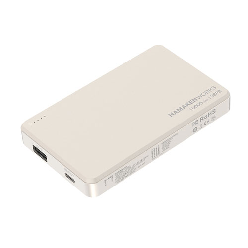 HAMAKEN WORKS HW-SSPB100SGN [準固体電池採用 燃えないモバイルバッテリー 10000mA ピンクゴールド]