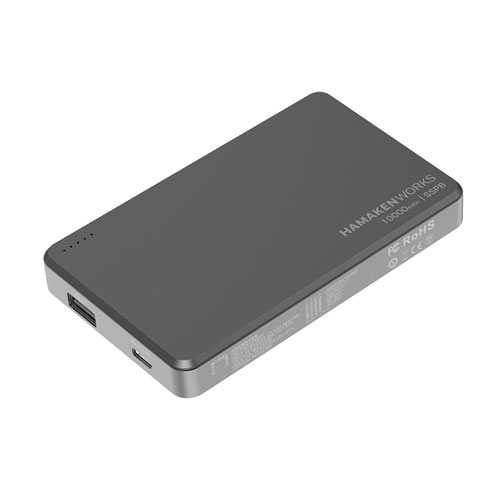 HAMAKEN WORKS HW-SSPB100BKN [準固体電池採用 燃えないモバイルバッテリー 10000mA ブラック]