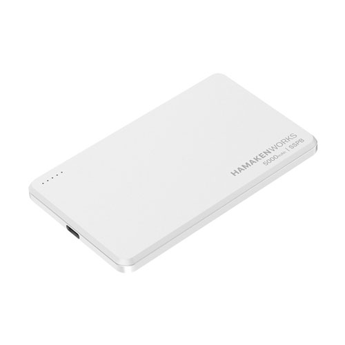 HAMAKEN WORKS HW-SSPB050WHN [準固体電池採用 燃えないモバイルバッテリー 5000mA ホワイト]