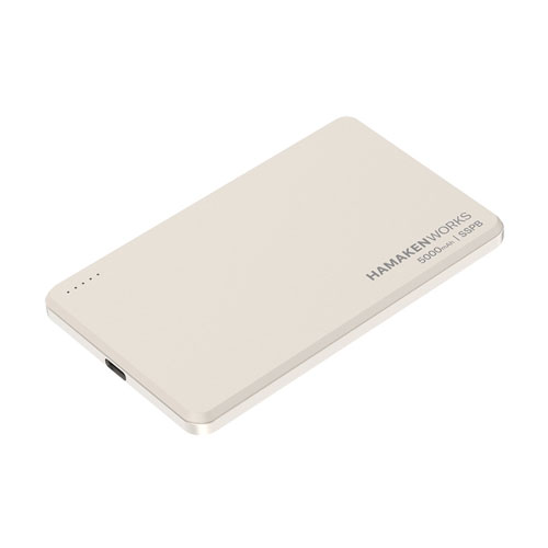 HAMAKEN WORKS HW-SSPB050SGN [準固体電池採用 燃えないモバイルバッテリー 5000mA ピンクゴールド]