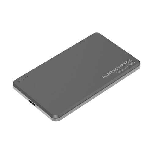 HAMAKEN WORKS HW-SSPB050BKN [準固体電池採用 燃えないモバイルバッテリー 5000mA ブラック]
