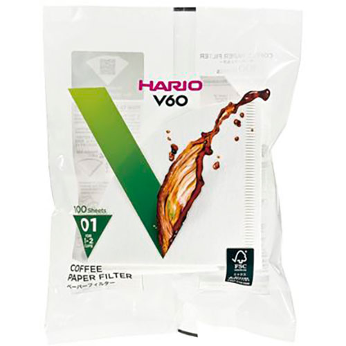 HARIO VCF-01-100W [V60用ペーパーフィルター01W 1～2杯用 100枚入]