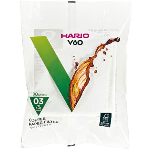 HARIO VCF-03-100W [V60用ペーパーフィルター03W 1～6杯用 100枚入]