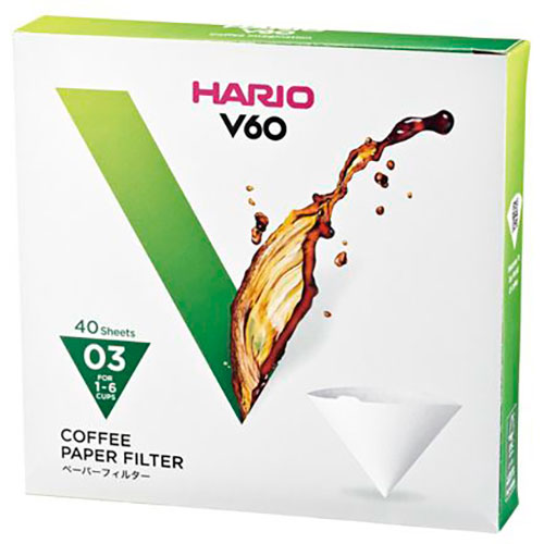 HARIO VCF-03-40WX10 [【10セット】 V60用ペーパーフィルター03W 1～6杯用 40枚入]