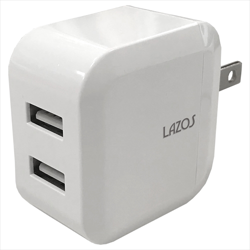 Lazos L-3.4ACX20 [20個セット AC充電器　2口3.4A　ホワイト]