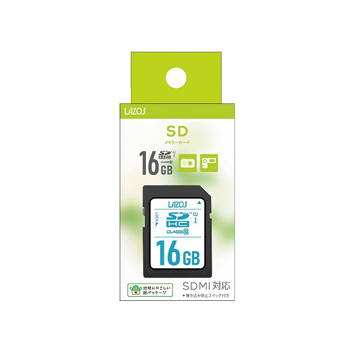 Lazos L-B16SDH-U1X20 [【20個セット】 SDHCメモリーカード 16GB CLASS10 紙パッケージ]