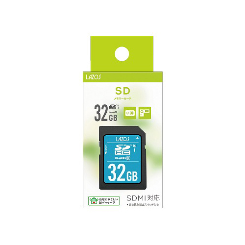 Lazos L-B32SDH10-U1X20 [【20個セット】 SDHCメモリーカード 32GB CLASS10 紙パッケージ]