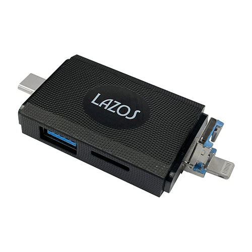 Lazos L-MCR-LX6 [【6個セット】 マルチカードリーダー(Lightning / Type-C / USBプラグ)]