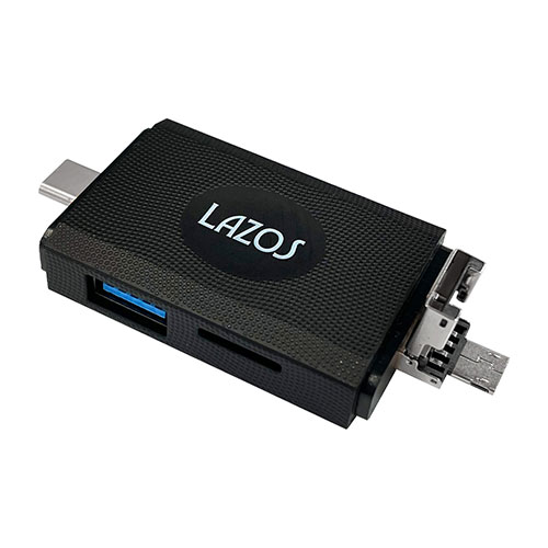 Lazos L-MCR-MX6 [【6個セット】 マルチカードリーダー(microUSB / Type-C / USBプラグ)]