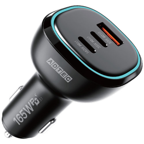 アドテック ACPD-V165AC2-wC20U2 [シガーソケット PD充電器 合計165W 2.0m Type-C ケーブル (100W対応)セット]